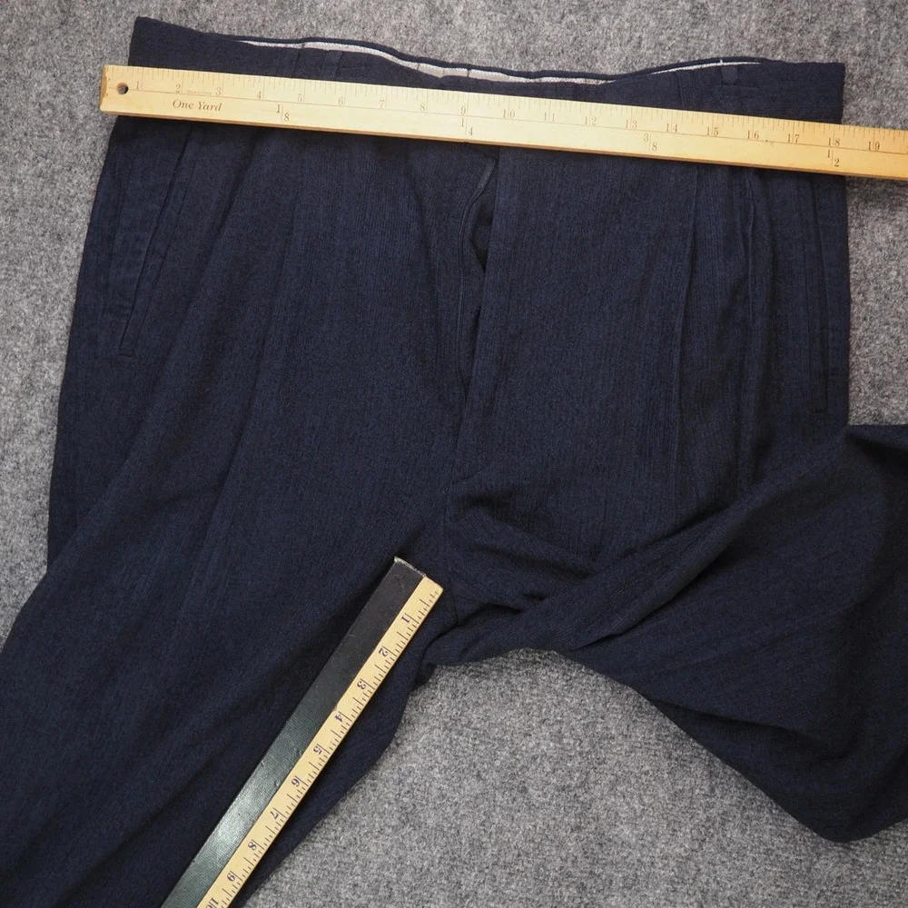 St. Croix Pants Mens 38 Pleated Navy Blue Textured Made in Italy Luxury Cuffed